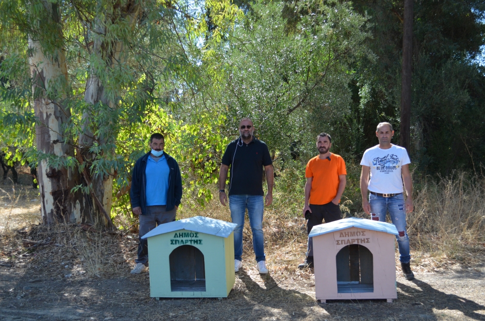 Τοποθετήθηκαν ξύλινα σπιτάκια για τα αδέσποτα της Σπάρτης
